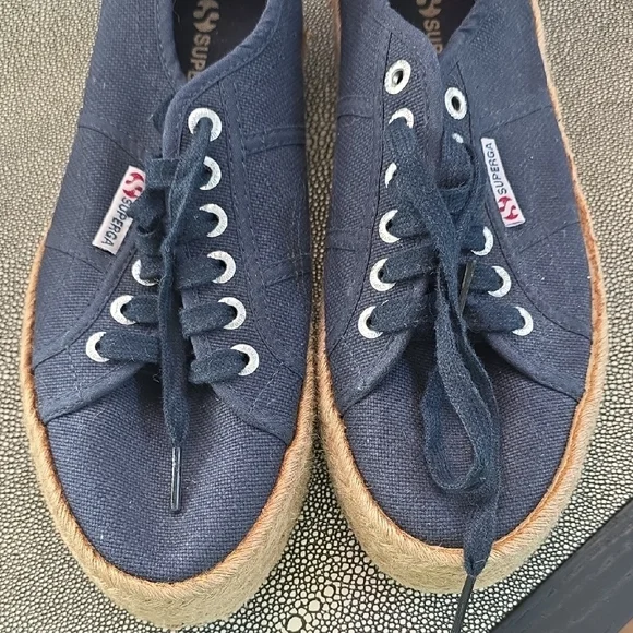 Superga Women's Dark Blue Platform Espadrille Sneakers - Picture 2 of 7